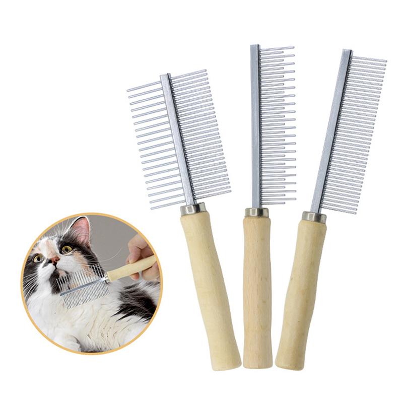 Pet Hair Remover Cat Hair Comb Grooming Wooden Handle Cat Comb Smooth Hair Dog Brush