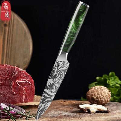 Кухонный нож из нержавеющей стали, дамасский 5-дюймовый нож для обвалки, нож для нарезки фруктов, зеленый нежный прочный бытовой многоцелевой нож