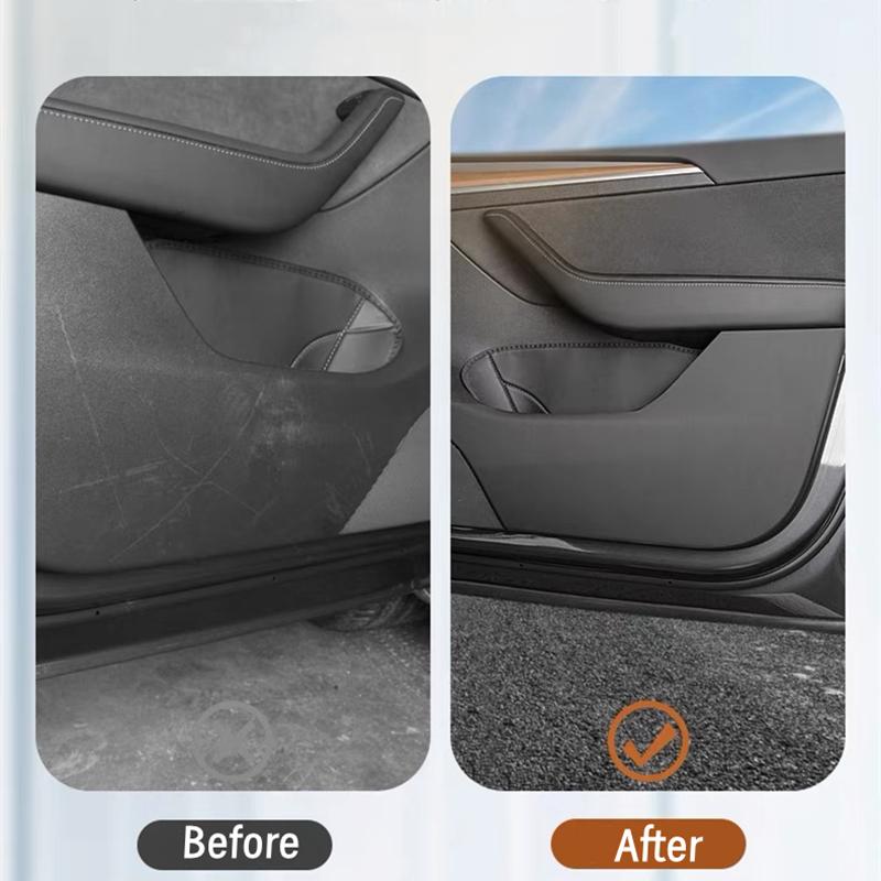 Car Door Anti-Kick Pad For Tesla Model Y Juniper 2025 Leather Sticker Trim Kit Side Door Protector Cover Car Interior Decoration