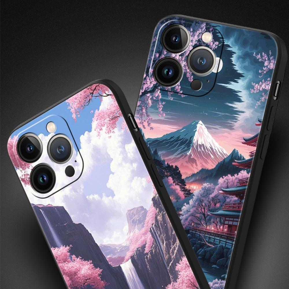 Pink Sunset Mountain Phone Case Cover for iPhone 17 16 15 14 13 12 11 Pro Max 17 Air Plus Shockproof Soft TPU Shell Fundas Capas