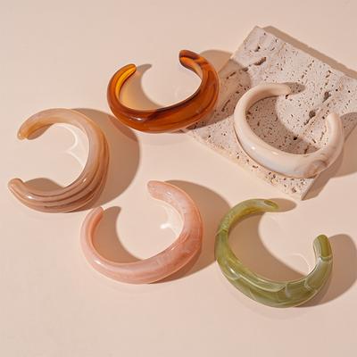 Винтажный геометрический браслет-манжета из смолы для женщин, розовый, бежевый, коричневый, акриловый, широкий, открытый браслет, модные украшения для вечеринки, подарок