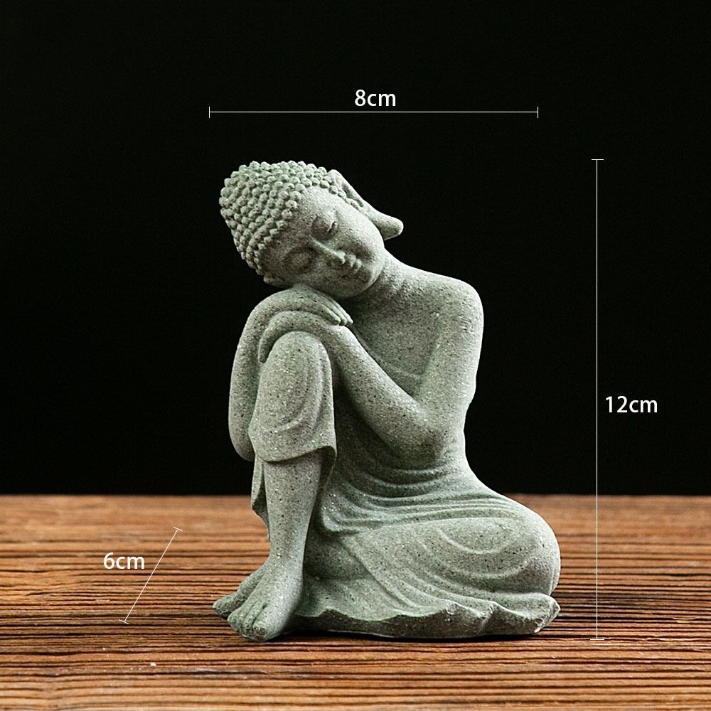 Oriental Culture Sandstone Buddha Green Sandstone Buddhist Ornament Tea Pet   Restaurant