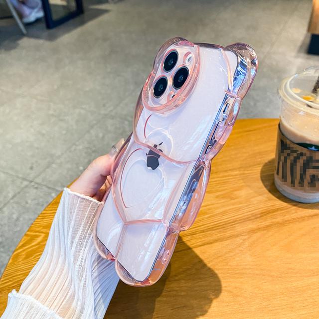 Прозрачный чехол для телефона с мультяшным 3D медведем для iPhone 14 13 12 11Pro Max XS Max XR X ярких цветов, силиконовый противоударный мягкий чехол