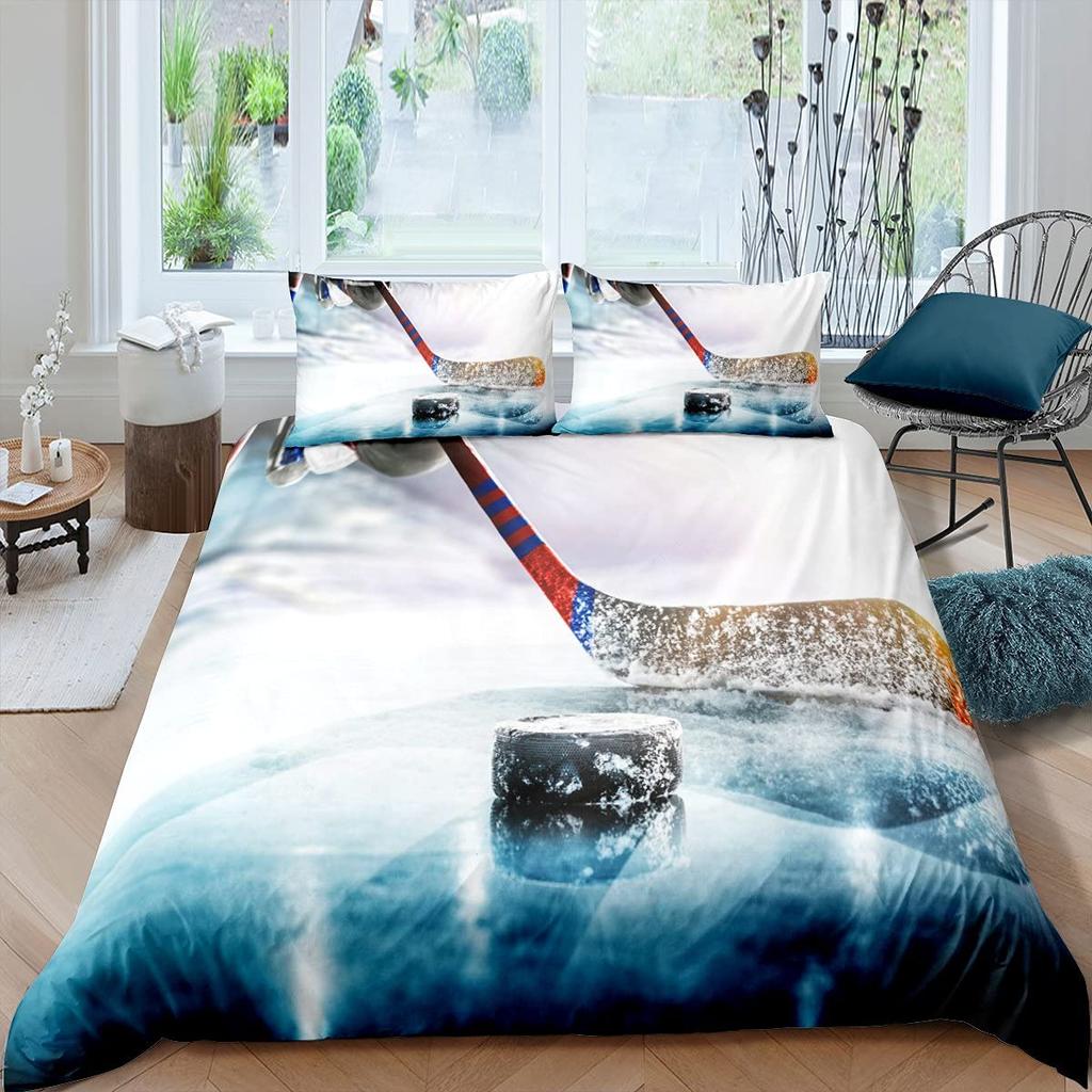 Комплект постельного белья с хоккейной шашкой для мальчиков, комплект постельного белья с изображением спортивных игр для детей, молодежи, взрослых, мужчин, зимний пододеяльник
