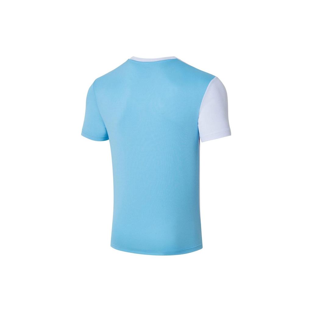 Li Ning Badminton Series Striped Logo Print V-Neck Short Sleeve T-Shirt Men Tops White AAYS073-3