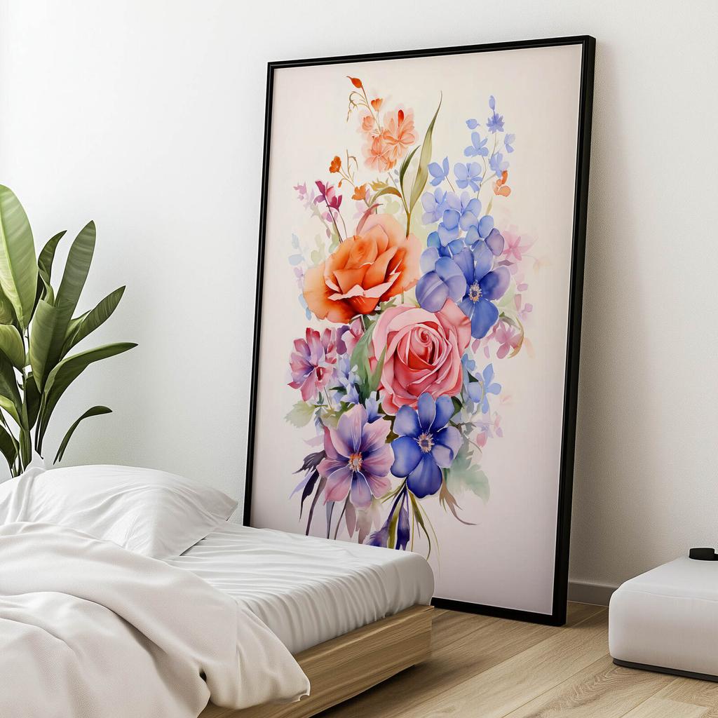 Ethereal Garden Bouquet Ethereal Garden Bouquet, 30X40 Cm, Dark Brown Wooden Frame, 230 Gsm Matte Paper