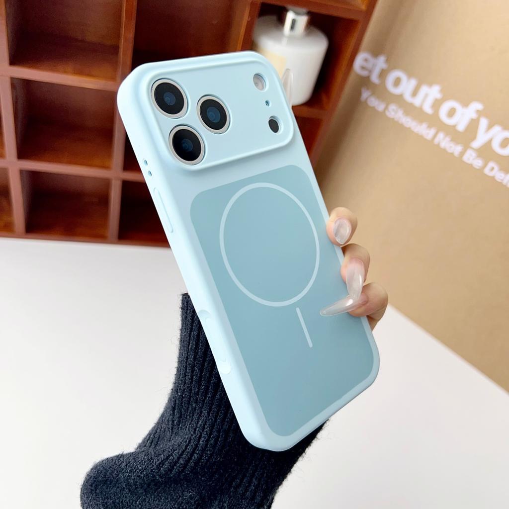 Official Liquid Silicone For Magsafe Dual Color Phone Case For iPhone 17 Pro Max Original Orange Shockproof Magnet Charge Cover