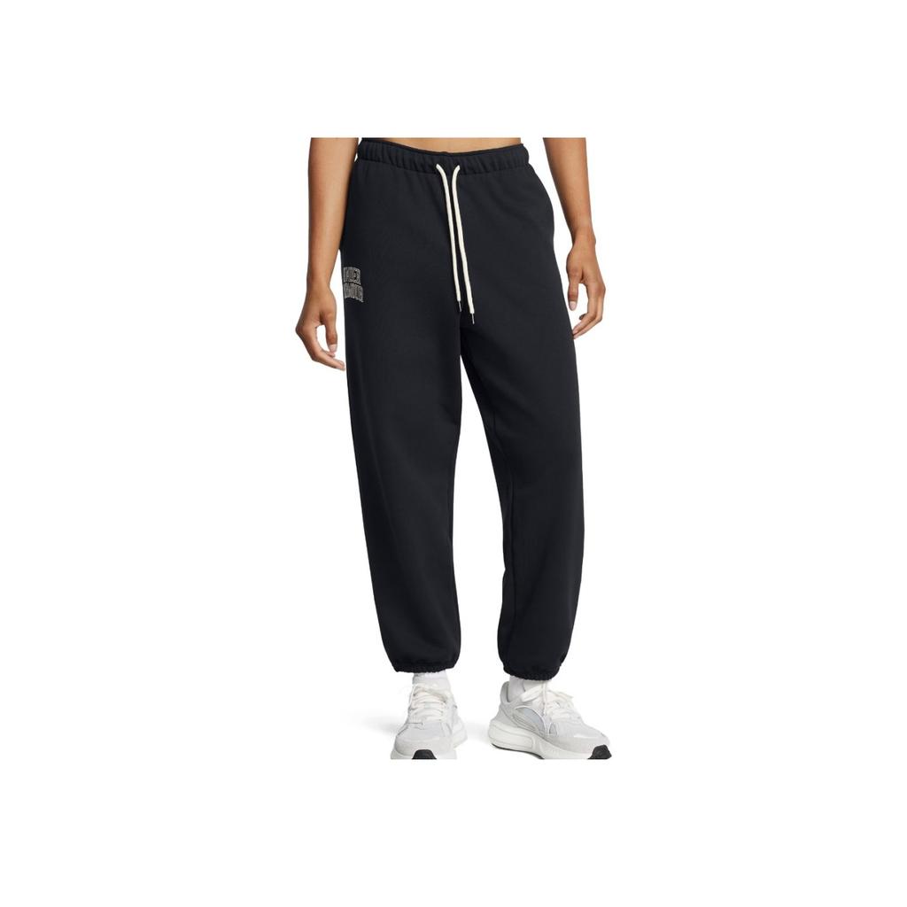 Under Armour Однотонные повседневные трикотажные спортивные брюки на шнуровке для женщин, черные 1386496-001