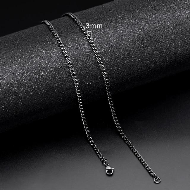 Кубинское звено-цепочка для мужчин и женщин, базовое ожерелье из нержавеющей стали в стиле панк, золото, черный цвет, мужское колье, ювелирные изделия, подарки