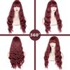 MERISIHAIR Длинный волнистый парик с челкой, винно-красные парики для чернокожих женщин, темно-бордовый синтетический волнистый вьющийся парик 24 дюйма
