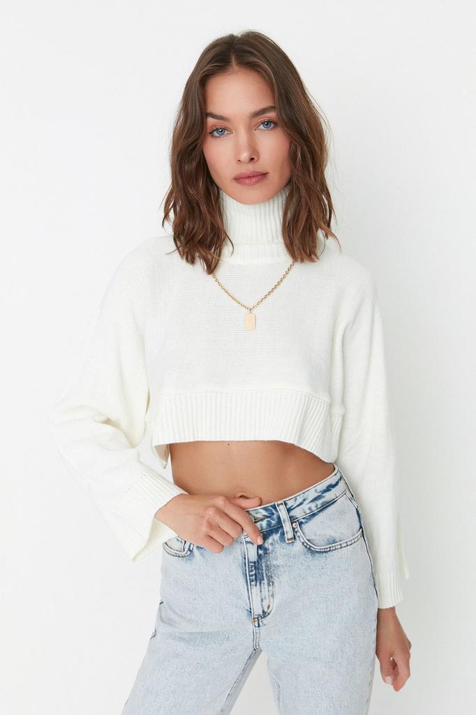 Женский свитер в элегантном стиле, супер укороченный базовый трикотажный свитер с камнями