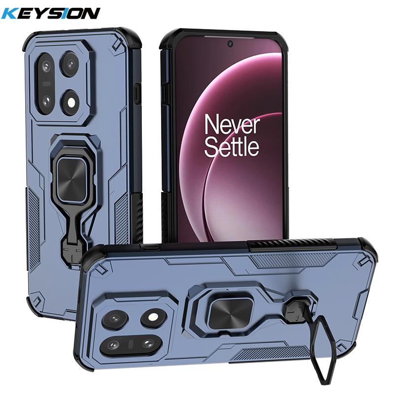 KEYSION Противоударный бронированный чехол для OnePlus 15 5G Силикон+ПК Вертикальная металлическая подставка-кольцо для телефона Задняя крышка для One Plus 1+ 15