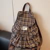 Вместительная клетчатая сумка женская 2025 осень и зима новая ретро рюкзак сумочка для поездок на работу на плечо тоут