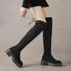 Women's Thick Heel Cotton Boots Winter New Round Head Suede Sleeve Thick Sole Anti-slip Wear-resistant Over-the-knee Boots