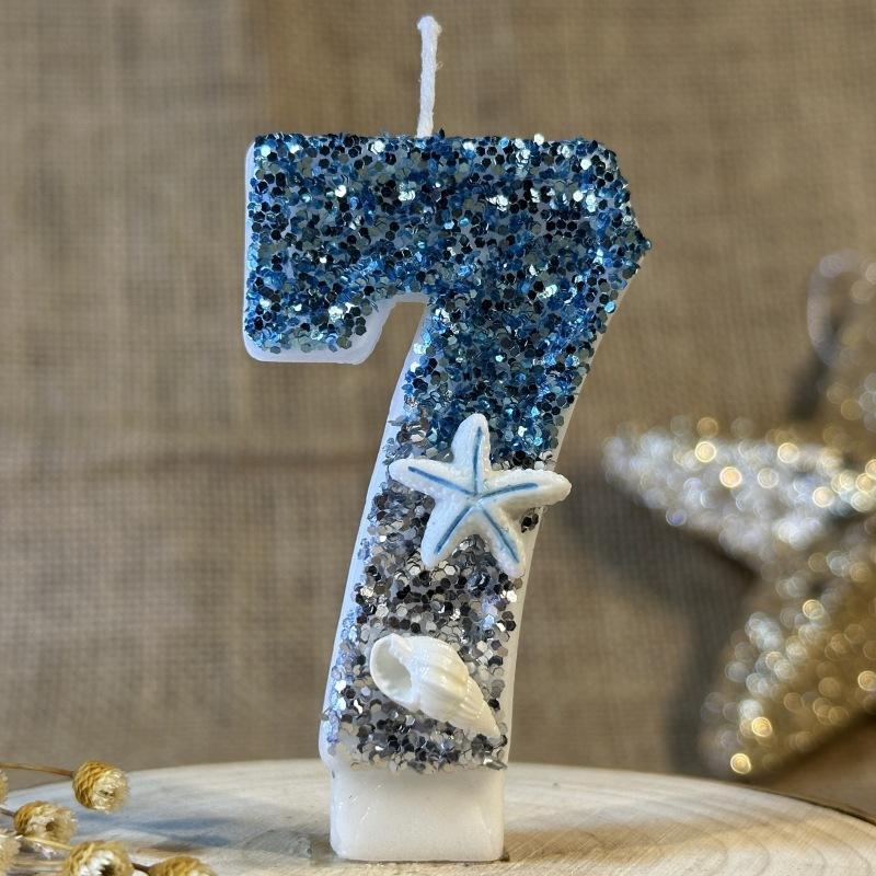 Цифровая свеча для торта на день рождения Украшение для торта Празднование вечеринки Океан Креативный Ручная работа Сделай сам