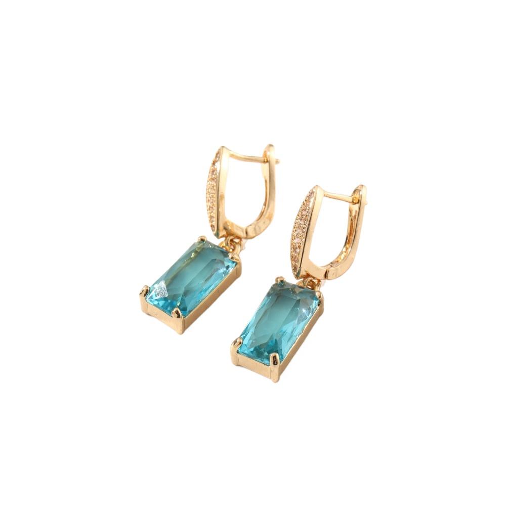 Прямоугольные серьги-подвески из имитации кристалла для женщин Новая мода Циркониевые серьги Золотые Свадебные украшения Аксессуары