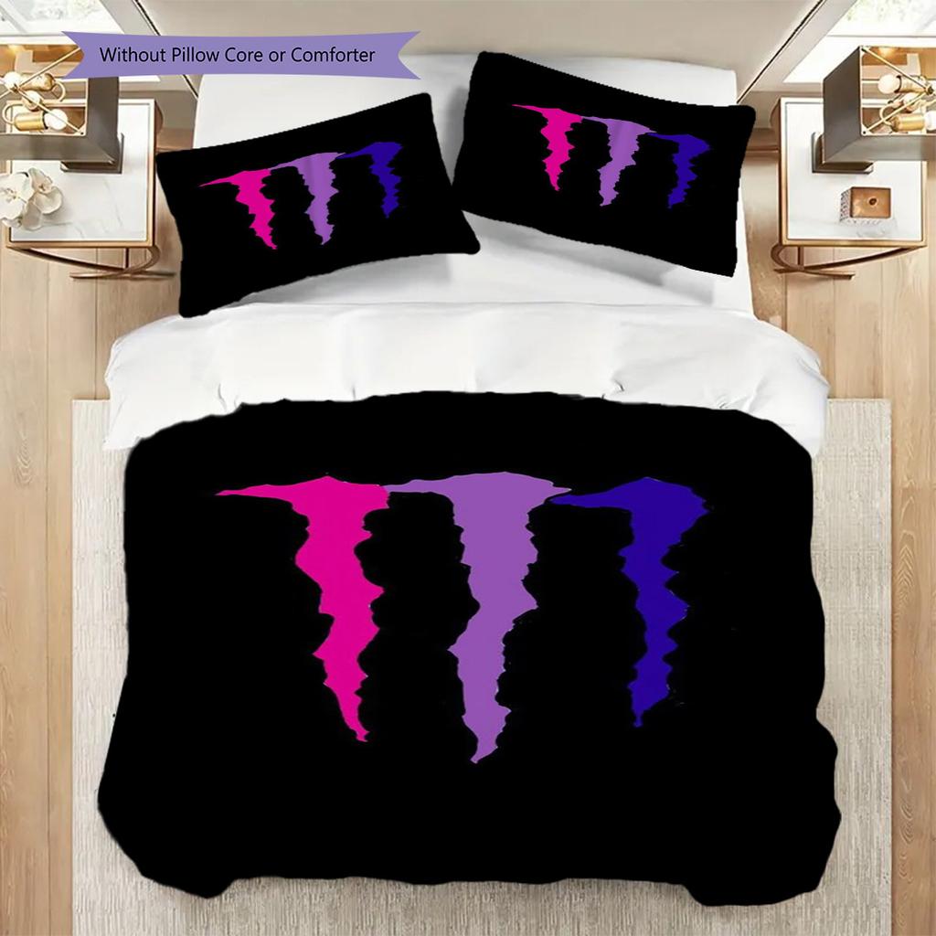 Monster Energy Power Sip Three-piece set(1 * duvet cover + 2 * pillowcase, without core) Duvet cover and pillowcase Christmas birthday gift