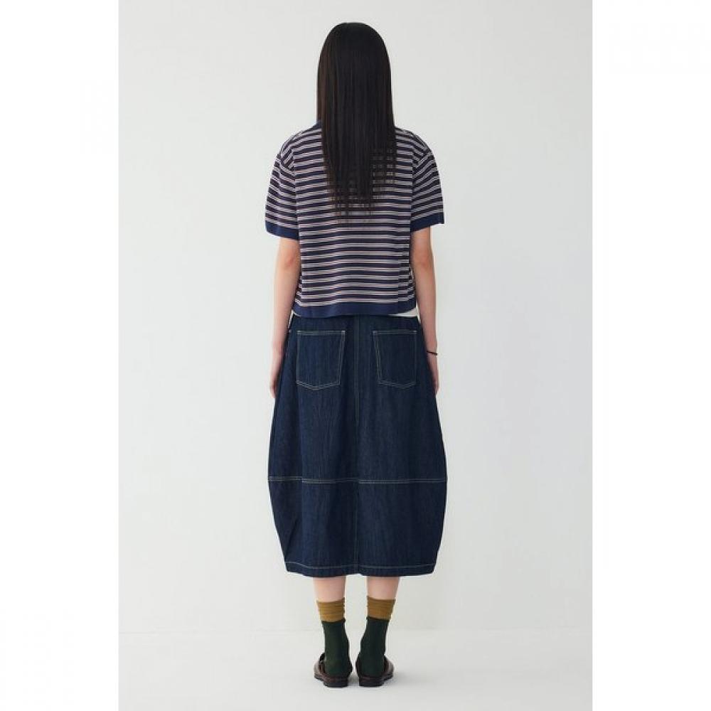 Studio Tomboy Side Pleats Balloon Fit Denim Skirt  9106262202ar 