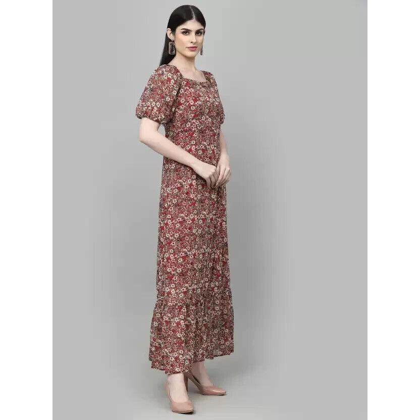 Party Wear Top Tunic Women Fit and Flare Red, Multicolor Dress Kurta Long Dress SC-1838