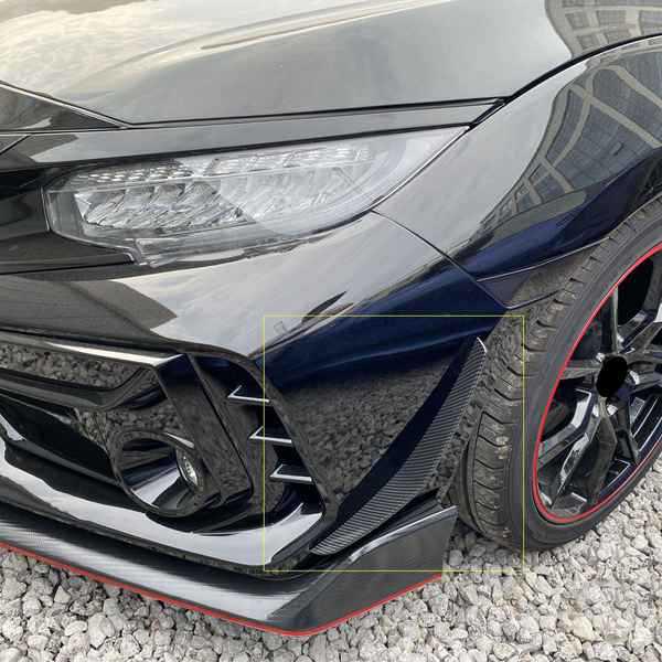 Декоративные полоски на передний бампер для Honda Civic Type-R 2019-2021 (1 пара)