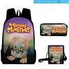Классический Популярный my singing monsters 3D Печать 3 шт./Набор Школьные Сумки Рюкзак для Ноутбука Повседневный Рюкзак Наклонная сумка через плечо Пенал