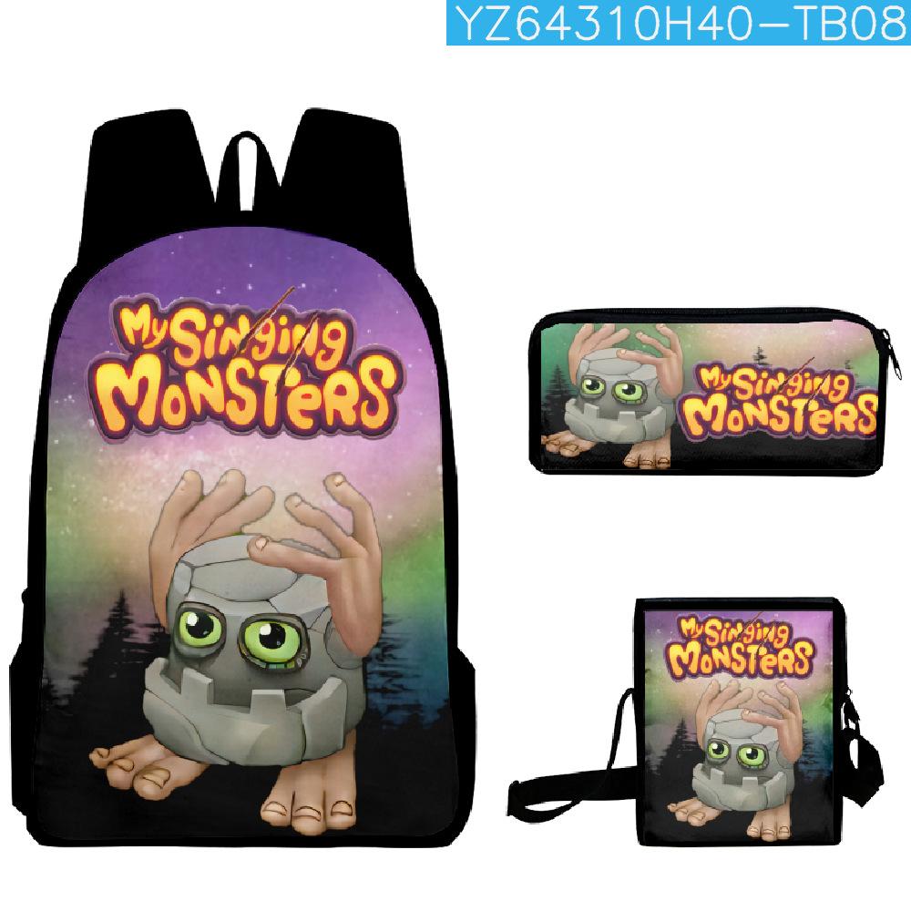 Классический Популярный my singing monsters 3D Печать 3 шт./Набор Школьные Сумки Рюкзак для Ноутбука Повседневный Рюкзак Наклонная сумка через плечо Пенал