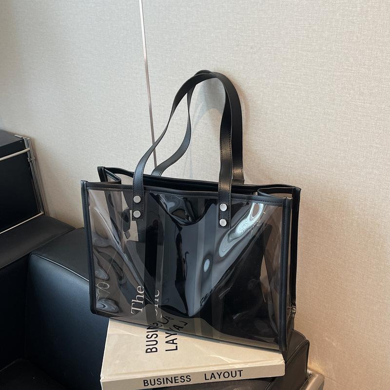 Прозрачная сумка через плечо большой вместимости женская новая сумка-желе для мамы популярная универсальная сумка-тоут