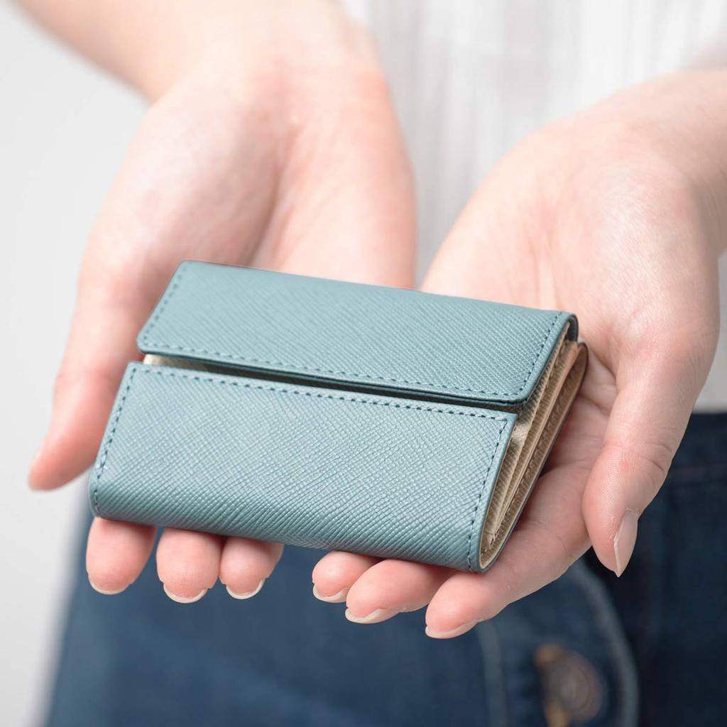 Коралловый чехол для монет мини-кошелек маленький кошелек кошелек, который не складывается купюры кошелек из натуральной кожи призматическая кожа темно-синий x розовый (Кораре) женский тройной складной