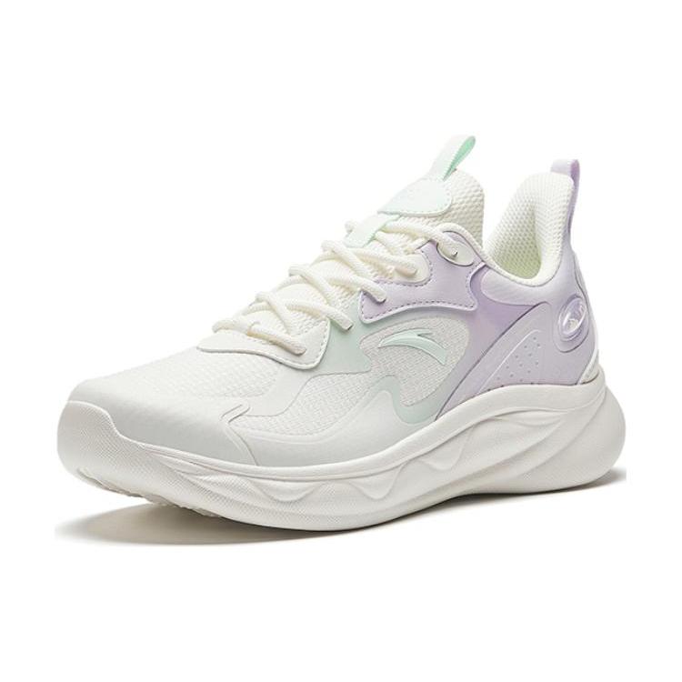 New Anta Mianbomb 2 Cushioned Slip Resistant Abrasion Resistant Low Top Sprint Running Shoes Women's White Purple 922345577-1