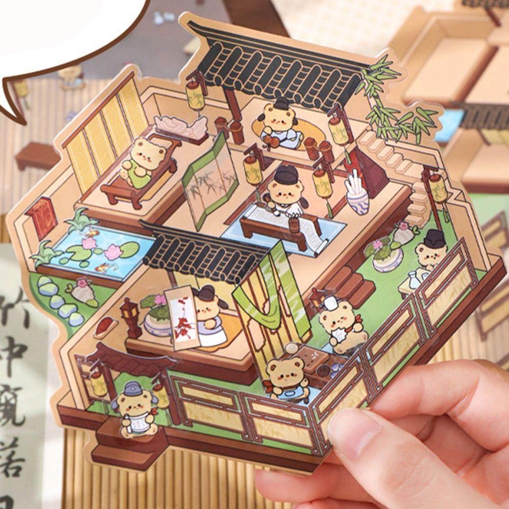 Pocket Cabin Landscaping Stickers Cartoon Miniature Scene Sticker for Kid Child