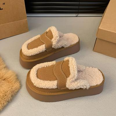 Модные зимние теплые короткие плюшевые женские тапочки на плоской подошве 2024 года, высококачественные новые модные повседневные удобные женские туфли с мягкой подошвой