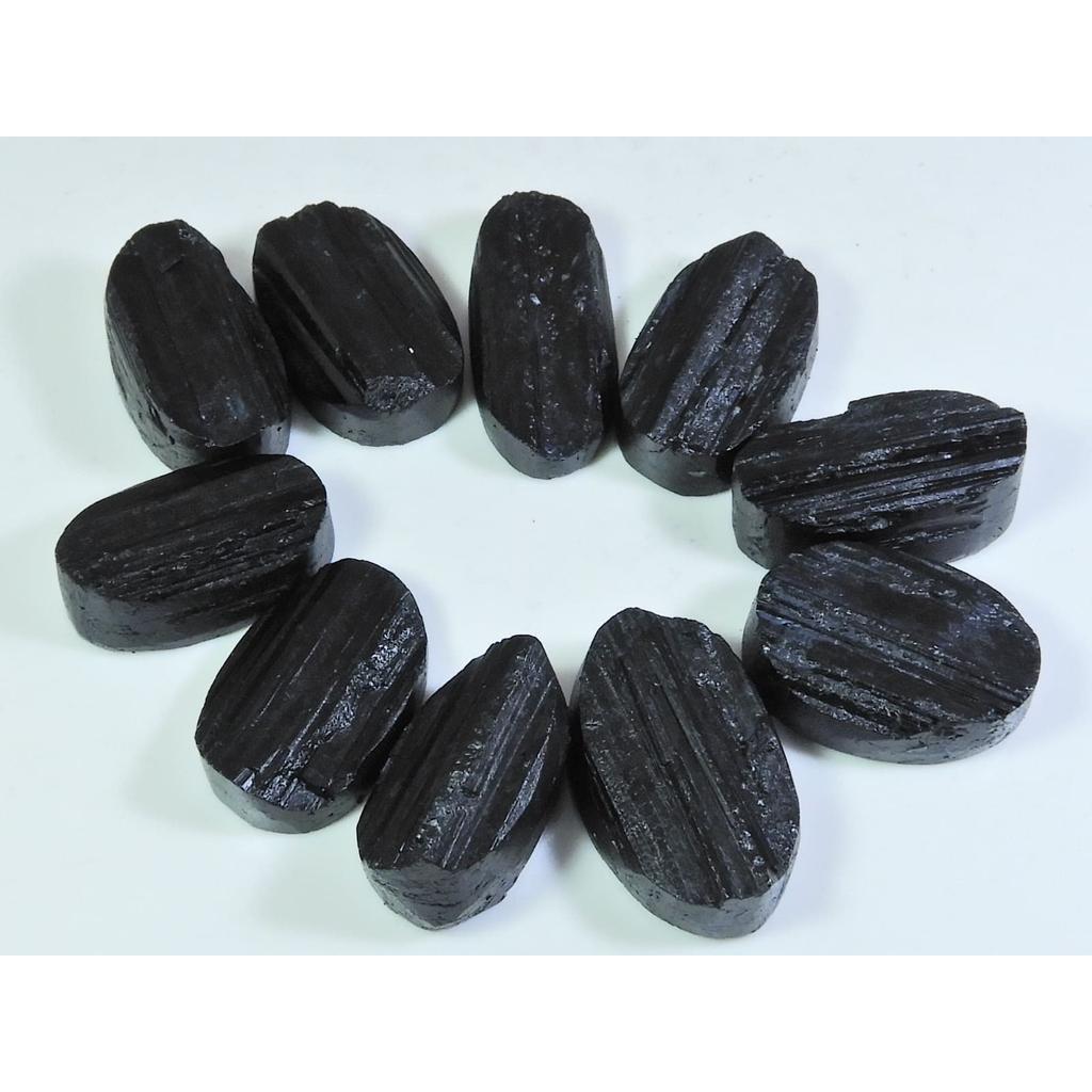 321 карат Натуральный черный турмалин Овальная форма Кабошон Свободный драгоценный камень Лот 10 шт. C-334