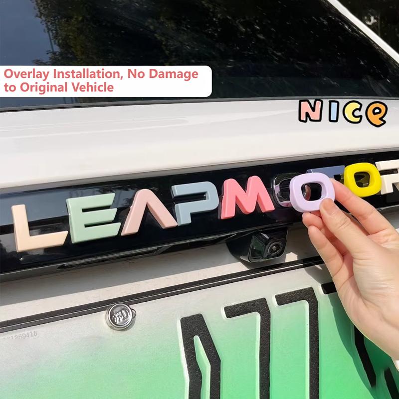 Для Leapmotor T03 Наклейка-эмблема с буквами на багажник, разноцветная, матово-черная, логотип автомобиля