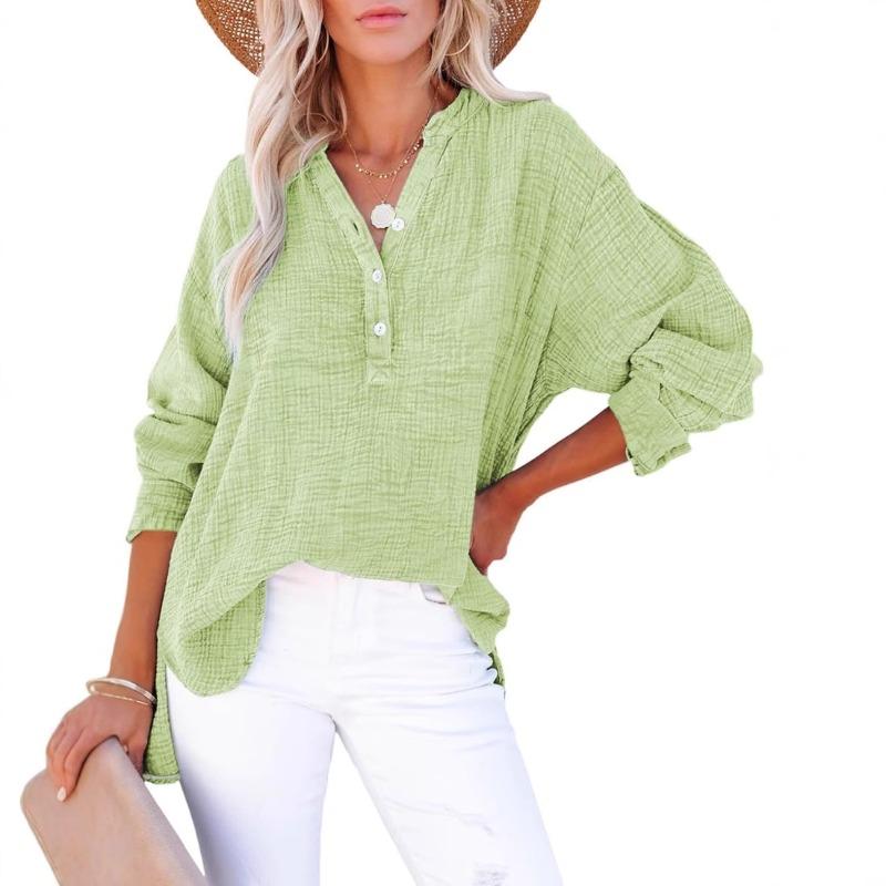 Женская однотонная рубашка с длинными рукавами и застежкой на одну пуговицу