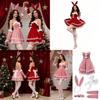 Christmas Dress With Lace And Plush Ball Decoration For Holiday Cosplay And Events