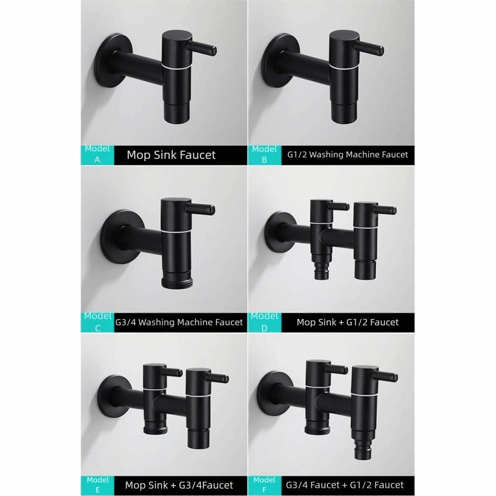 304 Stainless Steel Washing Machine Faucet Anti Splash Matte Black Mop Washing Tap Wall Mounted Multi Functional