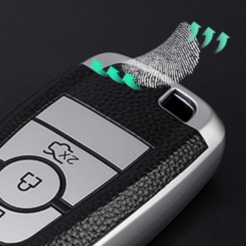 For Ford Fusion Mondeo Mustang Explorer Edge EcoSport Mondeo For Lincoln MKC MKZ MKX Leather Remote Key Case Cover Shell Fob Keychain