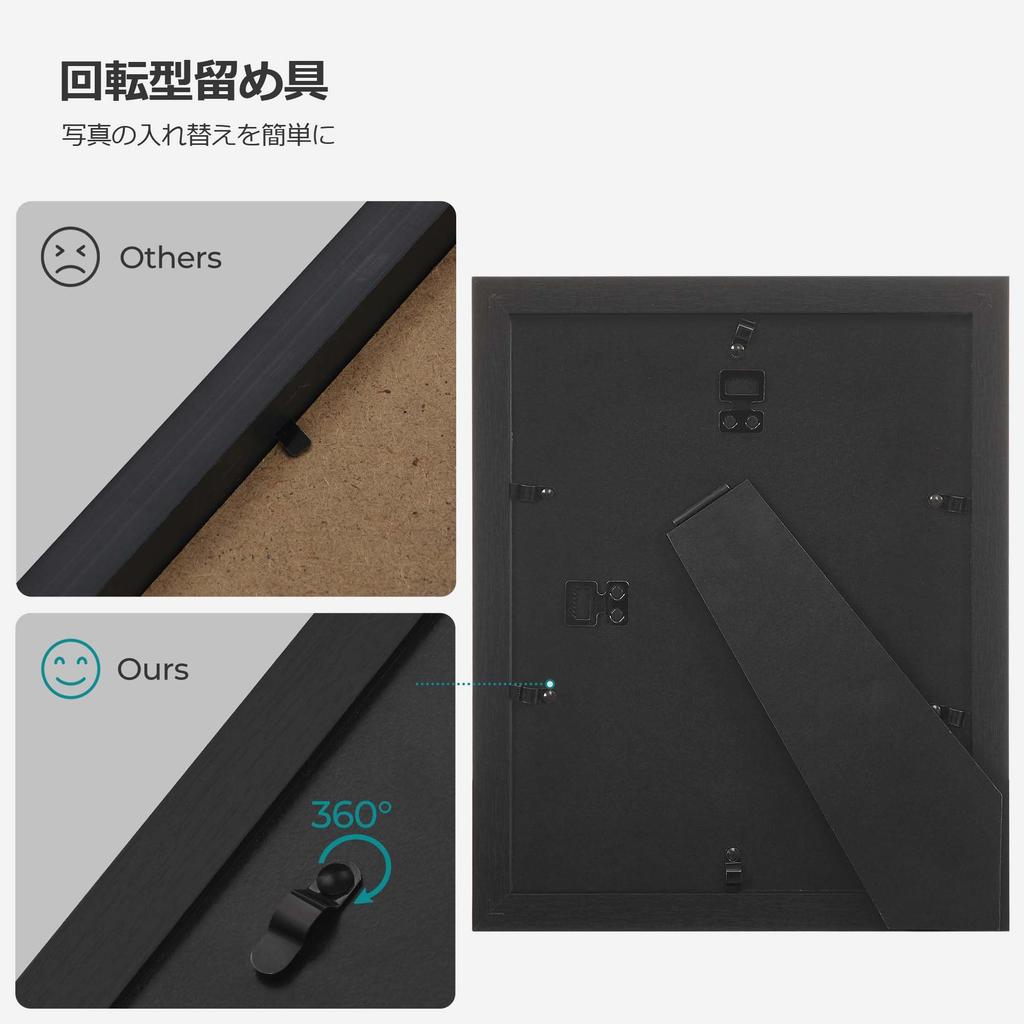 SONGMICS Photo 10 Vertical Horizontal Wall Holds Colored Paper and Photos Hanging PS Wall RPF310H Frame, Pieces, Tabletop, & Mounting, Simple, Wooden,