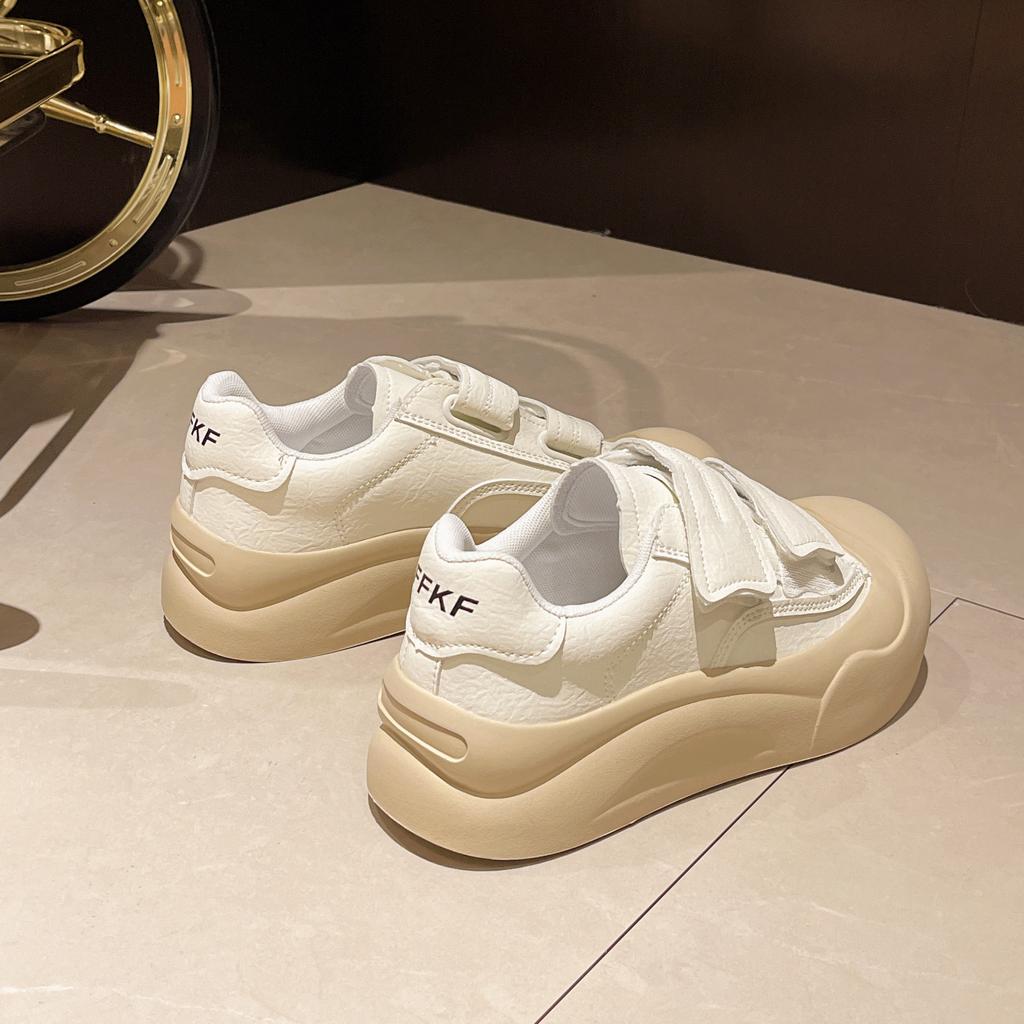 Velcro Versatile Little White Shoes Women's Summer New Round Head Lightweight Low-top Heightening Platform Sports Board Shoes