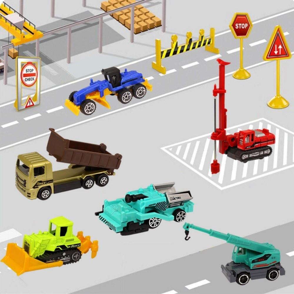 4/6pcs Mini Alloy Engineering Truck Loader 1:64 Simulation Metal Car Model Toy  Sliding Boy Gift