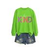 Womens Oversized Cotton Hoodie With Be Kind Cutout Letter Print Fall Winter Casual Sweatshirt