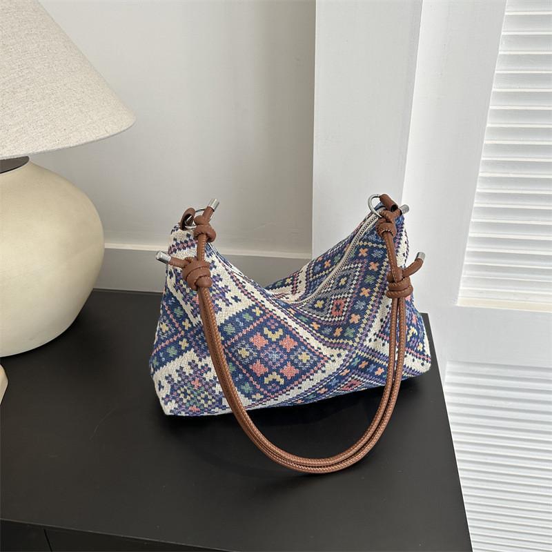 Модная винтажная этническая женская сумка через плечо из мягкого хлопка и льна, средняя