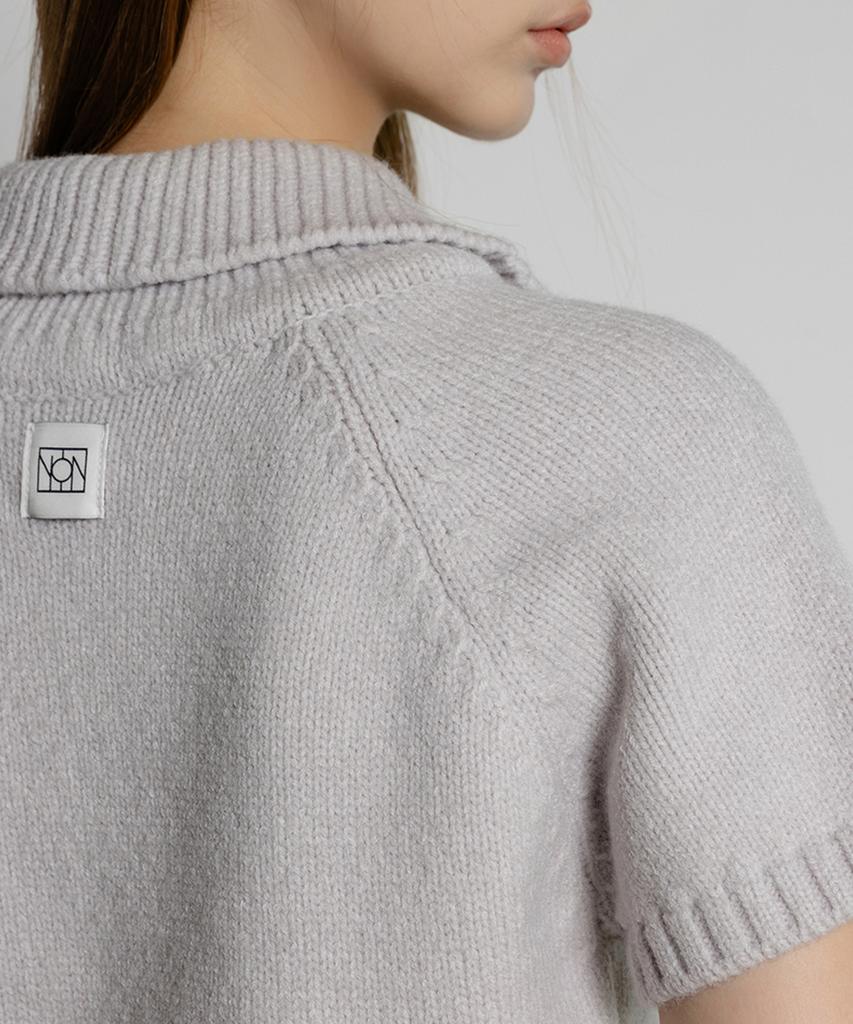 NON AND NON Symbol Label Two-Button Collar Knit_Nfkn6549 (Gray)