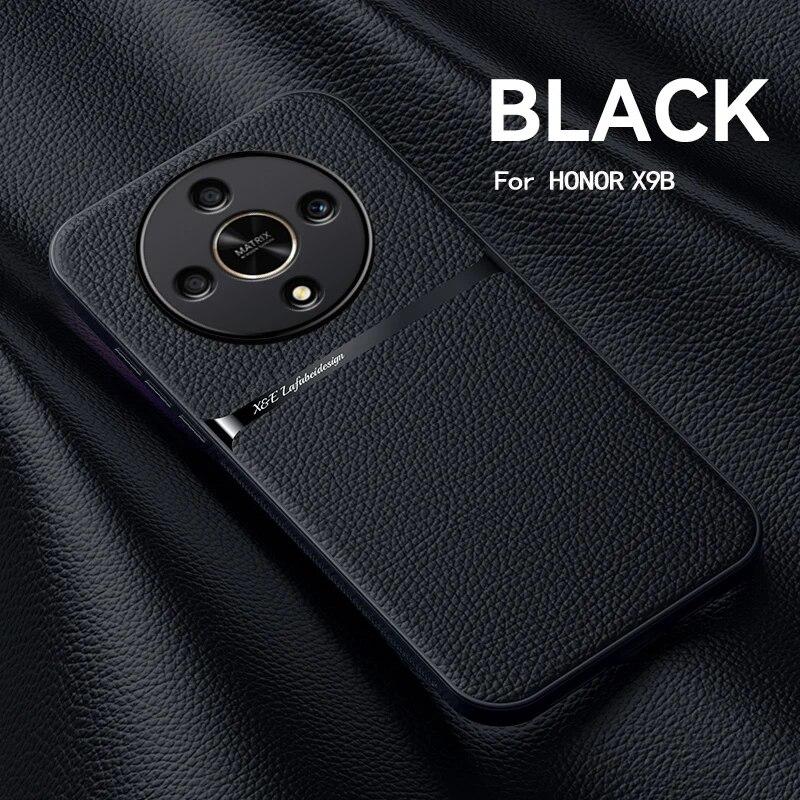 Чехол для Honor X9b с металлической пластиной, чехол для телефона Honor X9b X9a Honor X9b, автомобильный магнитный держатель, противоударная задняя крышка из искусственной кожи