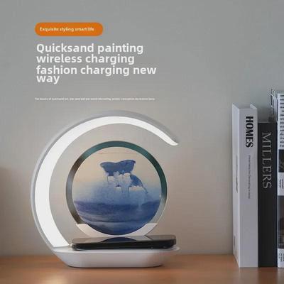 3D Quicksand Wireless Charging Crescent Настольная лампа для домашнего декора