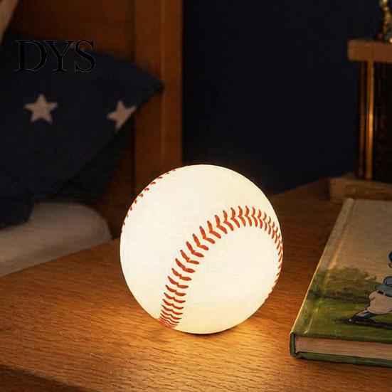 Unique Holiday Presents Realistic Baseball Night Light, Desk Decor Lamp, Portable Ambient Sports Themed Decorations Lighting Ornament for Bedroom