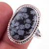 Natural Snowflake Obsidian Gemstone Handmade 925 Sterling Silver Ring S.10 F6l84