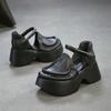 Johnature Сандалии из натуральной кожи на толстой подошве Ретро Круглый носок Толстый каблук Женская платформа