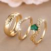 3 шт./компл. модный комплект колец для ушей из пшеницы для женщин, зеленый кристалл, белый циркон, свадебные обручальные кольца, ювелирные изделия для вечеринок
