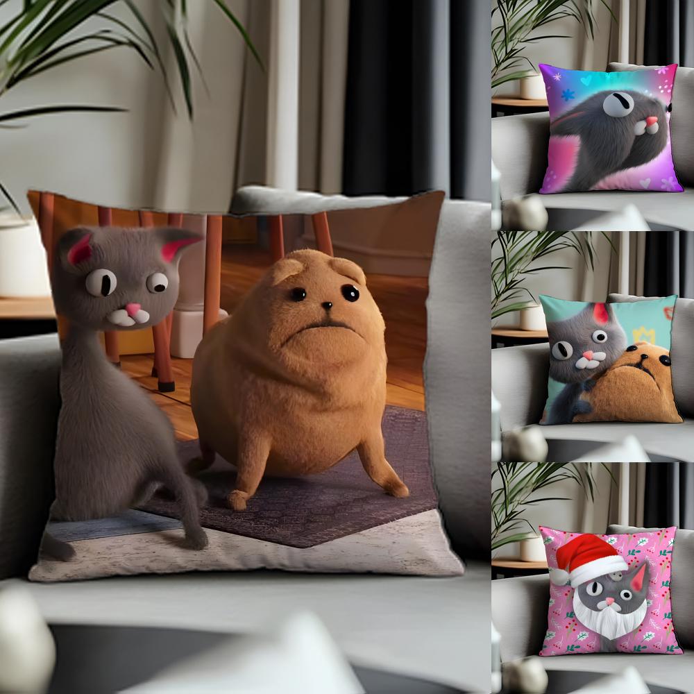 Trending NNoodle and Bunable Cushion Cover Antidustmite Pillowcase Invisible Zipper Silky Short Plush Sofa Cushion Cover